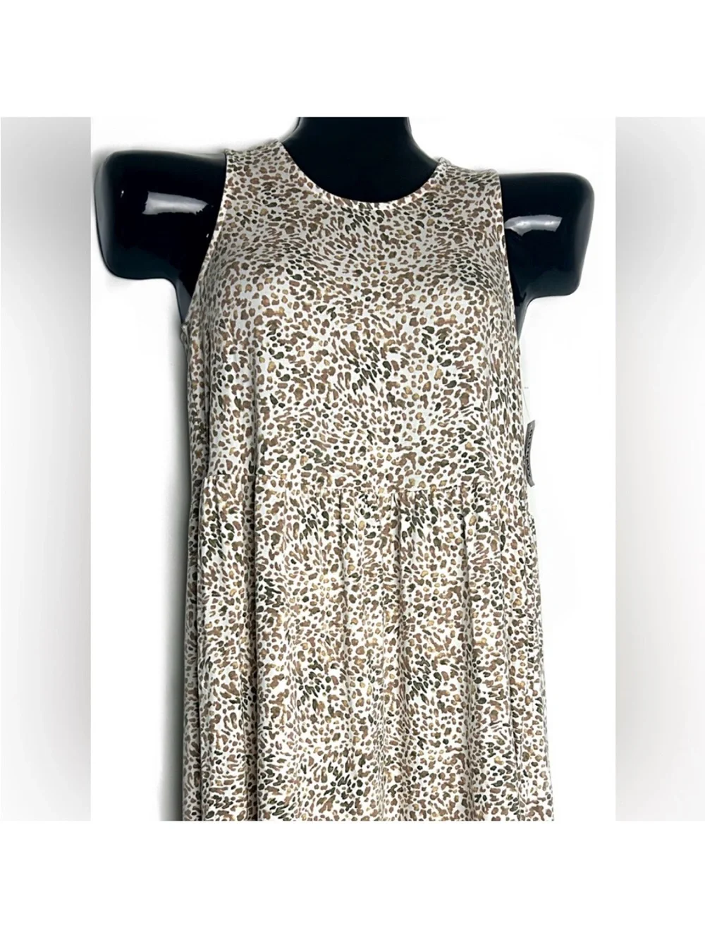 Old Navy Beige and White Leopard Print Midi Dress - Picture 2 of 6